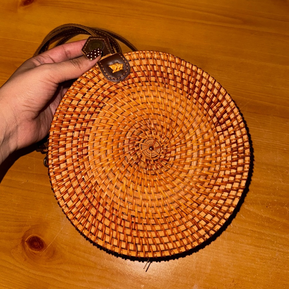 Round Woven Tan Bag